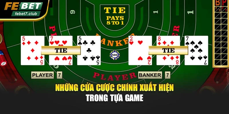 Những cửa cược chính xuất hiện trong tựa game